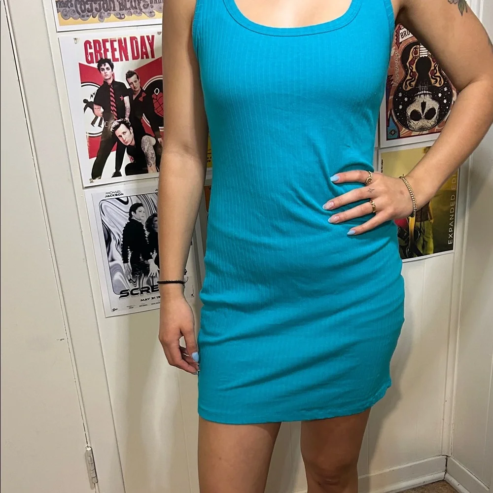 SHEIN Turquoise Mini Dress - Picture 1 of 3